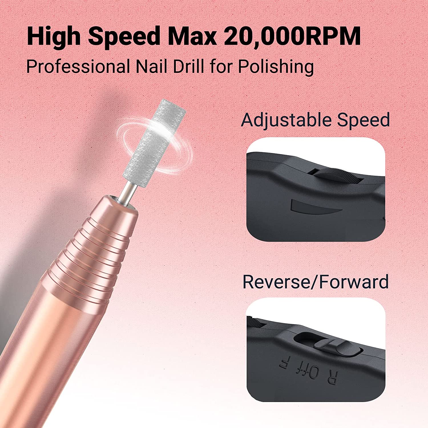 PC120I Pen-Shaped Portable USB Nail Drill 20,000RPM - Image 2
