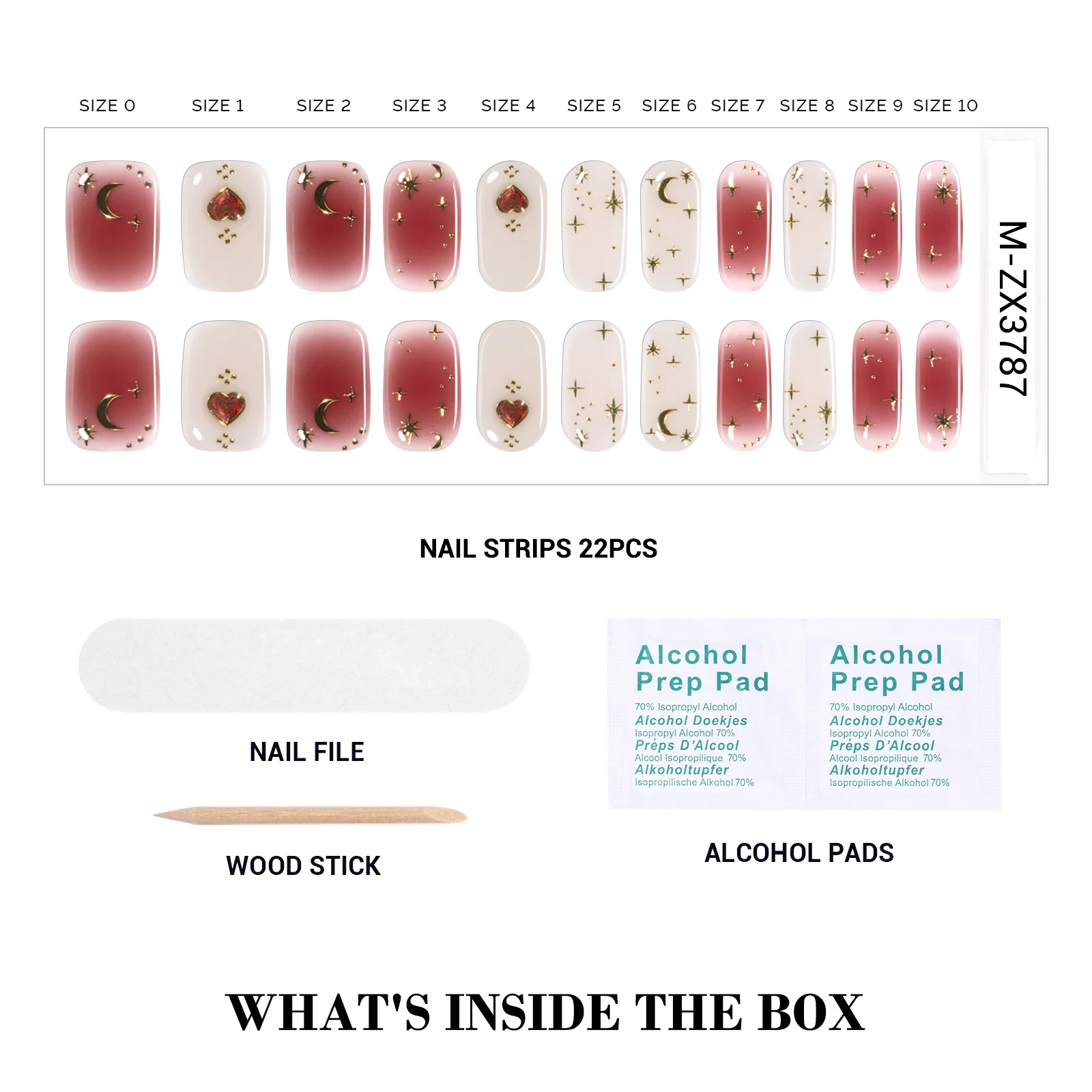 Qcoat Fully Cured Gel Nail Strips - Red Moonlight(US ONLY) - Image 4
