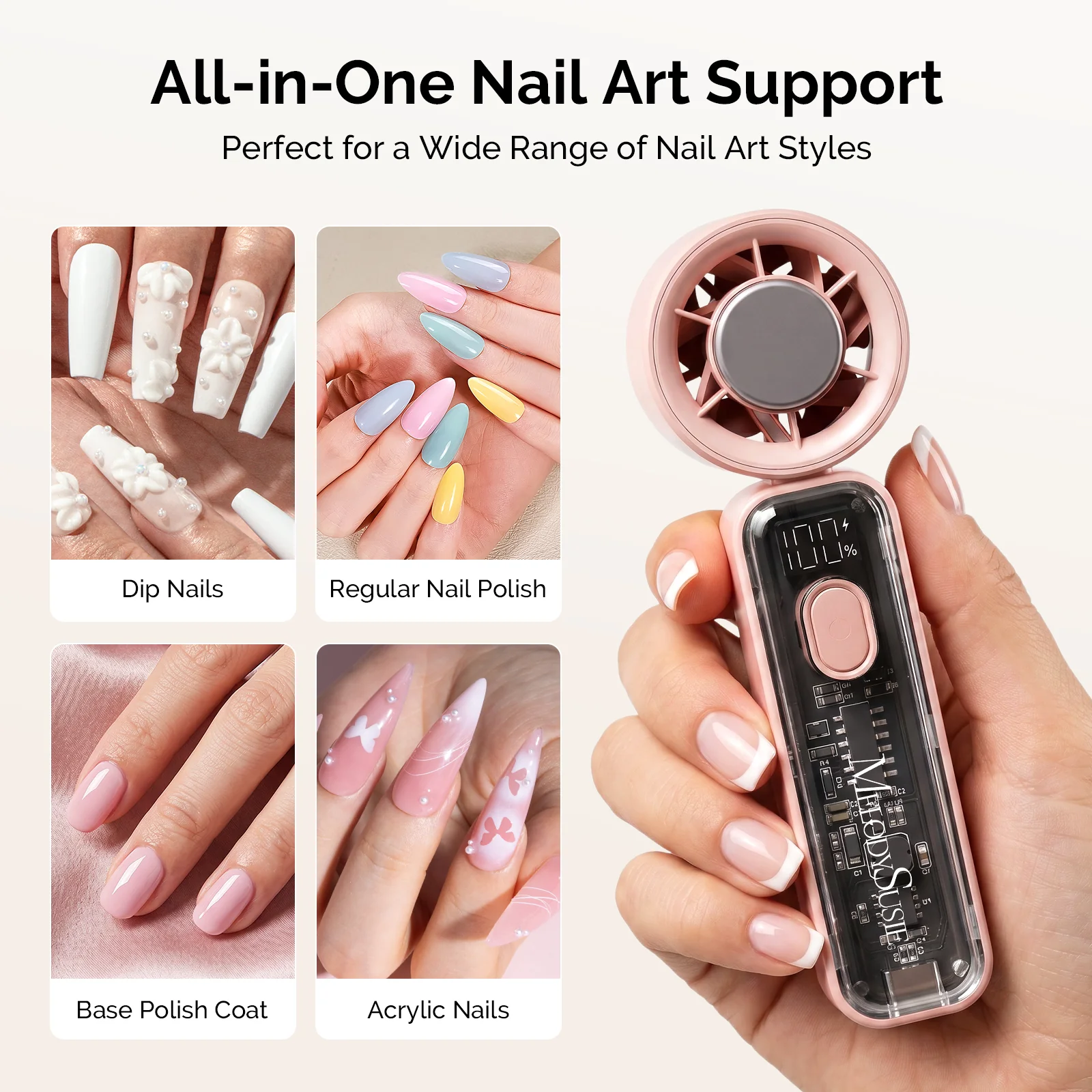 Portable & Rechargeable P-ARTF13 Mini Nail Art Cooling & Drying Fan - Image 3