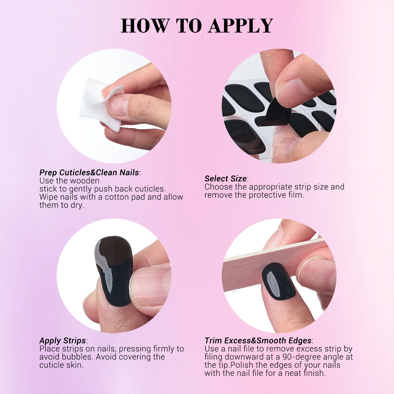 Qcoat Fully Cured Gel Nail Strips - Black French Butterfly(US ONLY) - Image 7