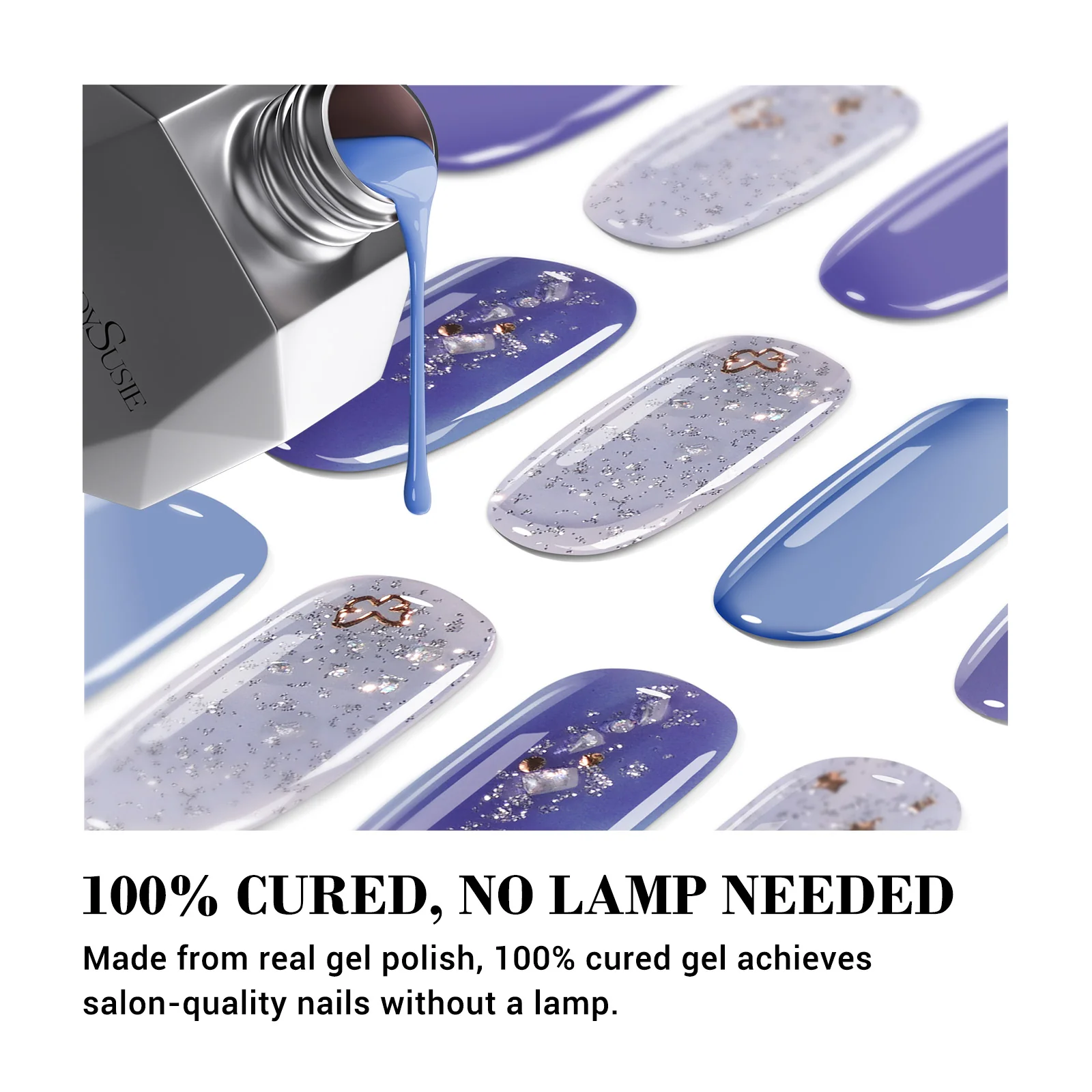 Qcoat Fully Cured Gel Nail Strips - Blue Butterflies(US ONLY) - Image 2
