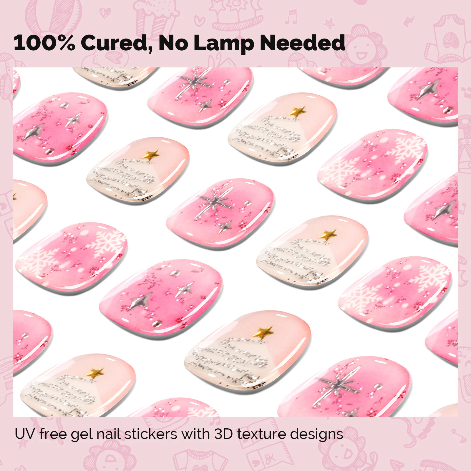 Qcoat Fully Cured Gel Nail Strips for Kids - Sparkling Starlight - Image 2