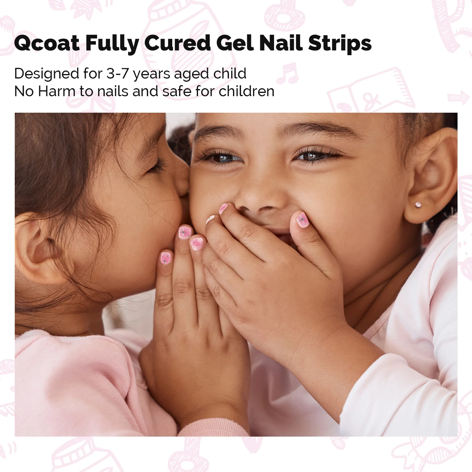 Qcoat Fully Cured Gel Nail Strips for Kids - Sparkling Starlight - Image 3