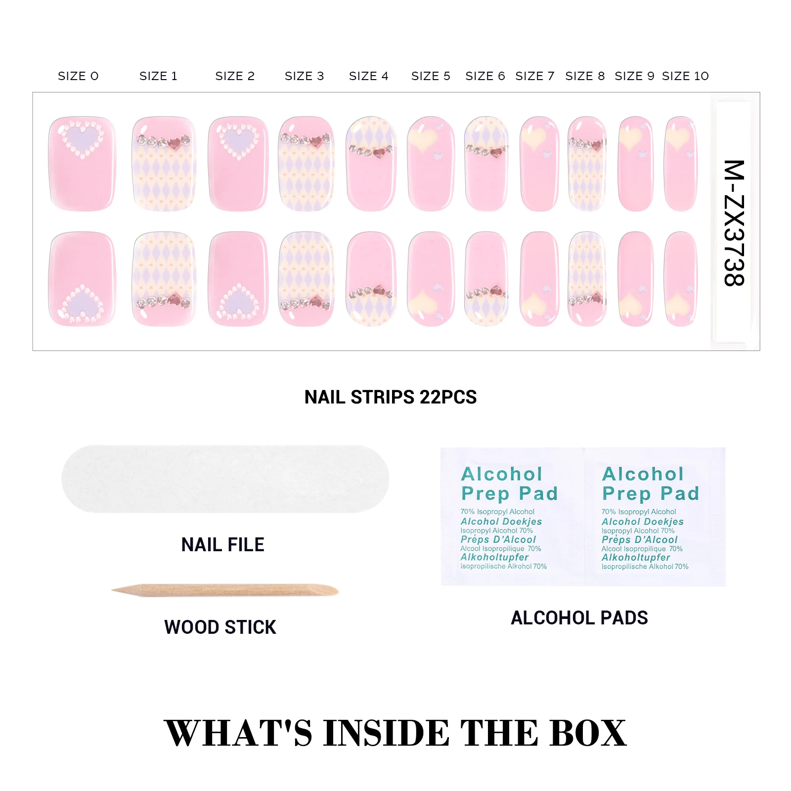 Qcoat Fully Cured Gel Nail Strips - Pink Heart(US ONLY) - Image 4