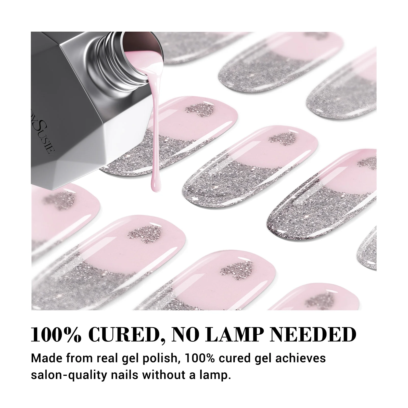 Qcoat Fully Cured Gel Nail Strips - Sliver French Tips(US ONLY) - Image 2