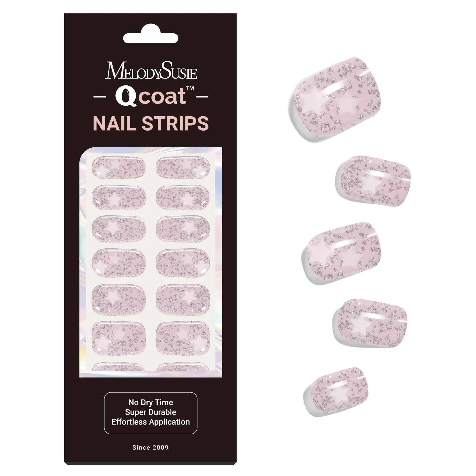 Qcoat Fully Cured Gel Nail Strips - Sliver Stars(US ONLY) - Image 2