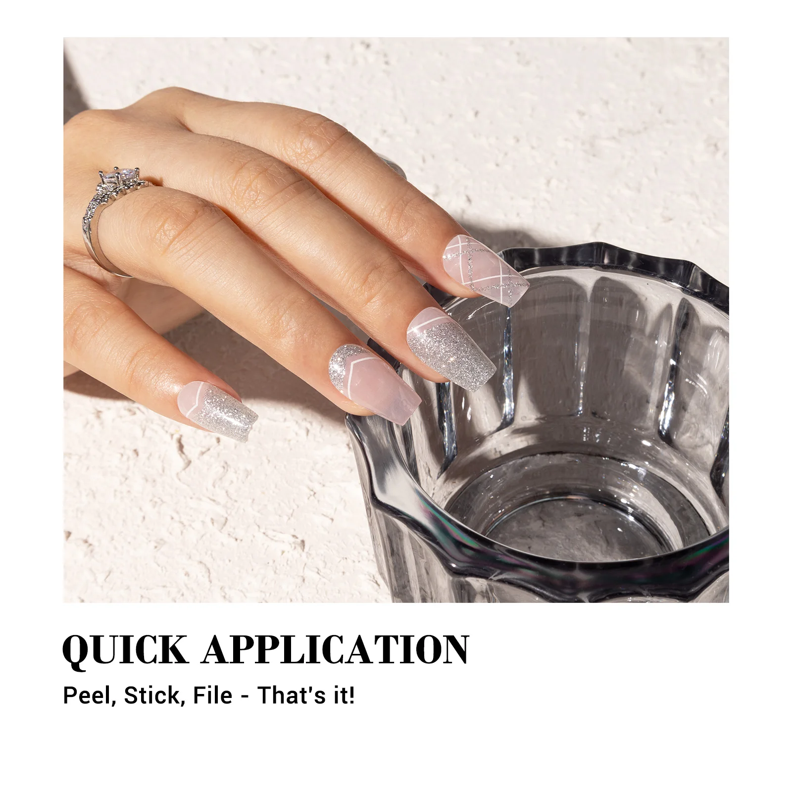 Qcoat Fully Cured Gel Nail Strips - Space French(US ONLY) - Image 7