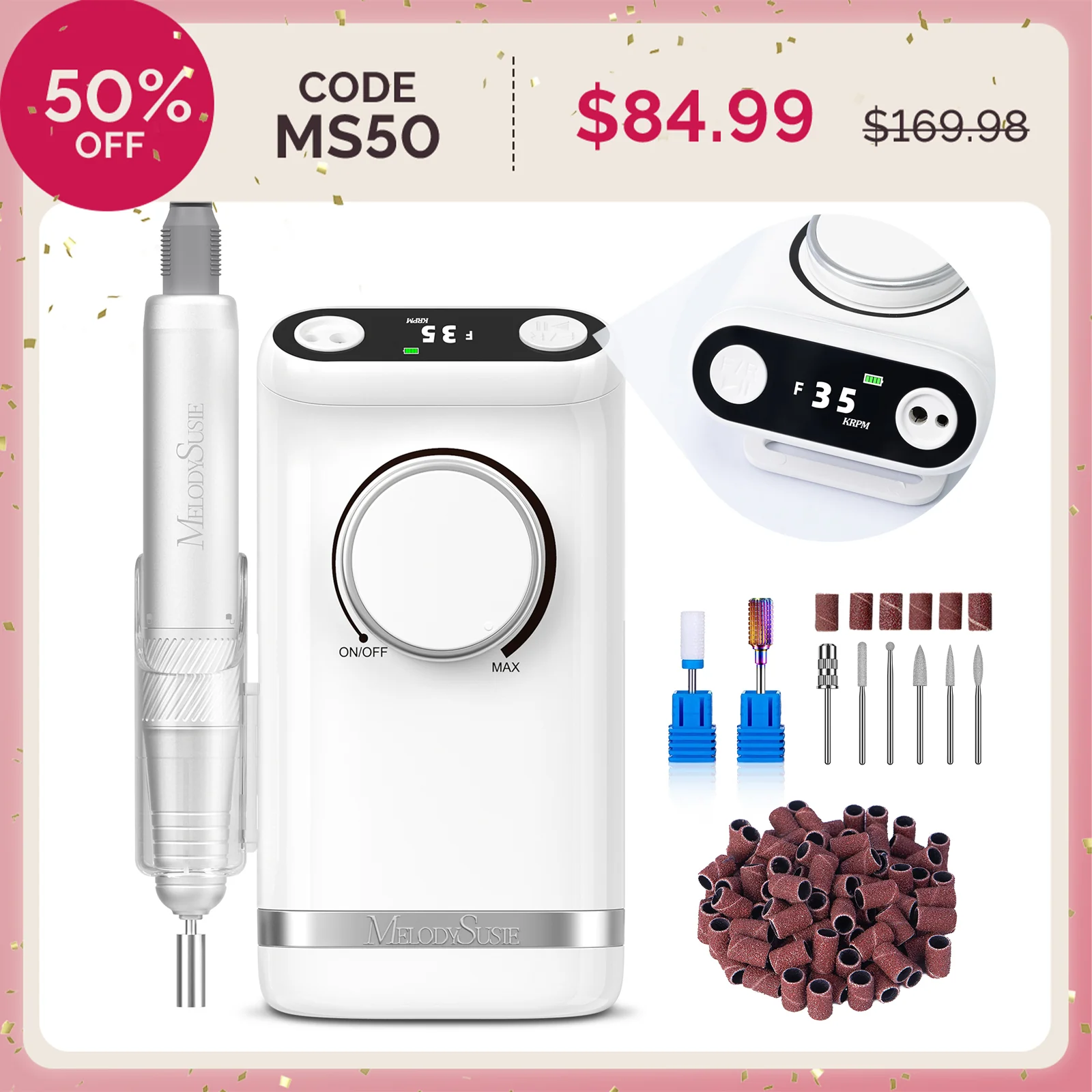 SM320G Clip-On Advanced Rechargeable 2-in-1 Nail Drill with Tilted Display Design 35,000RPM - Image 16