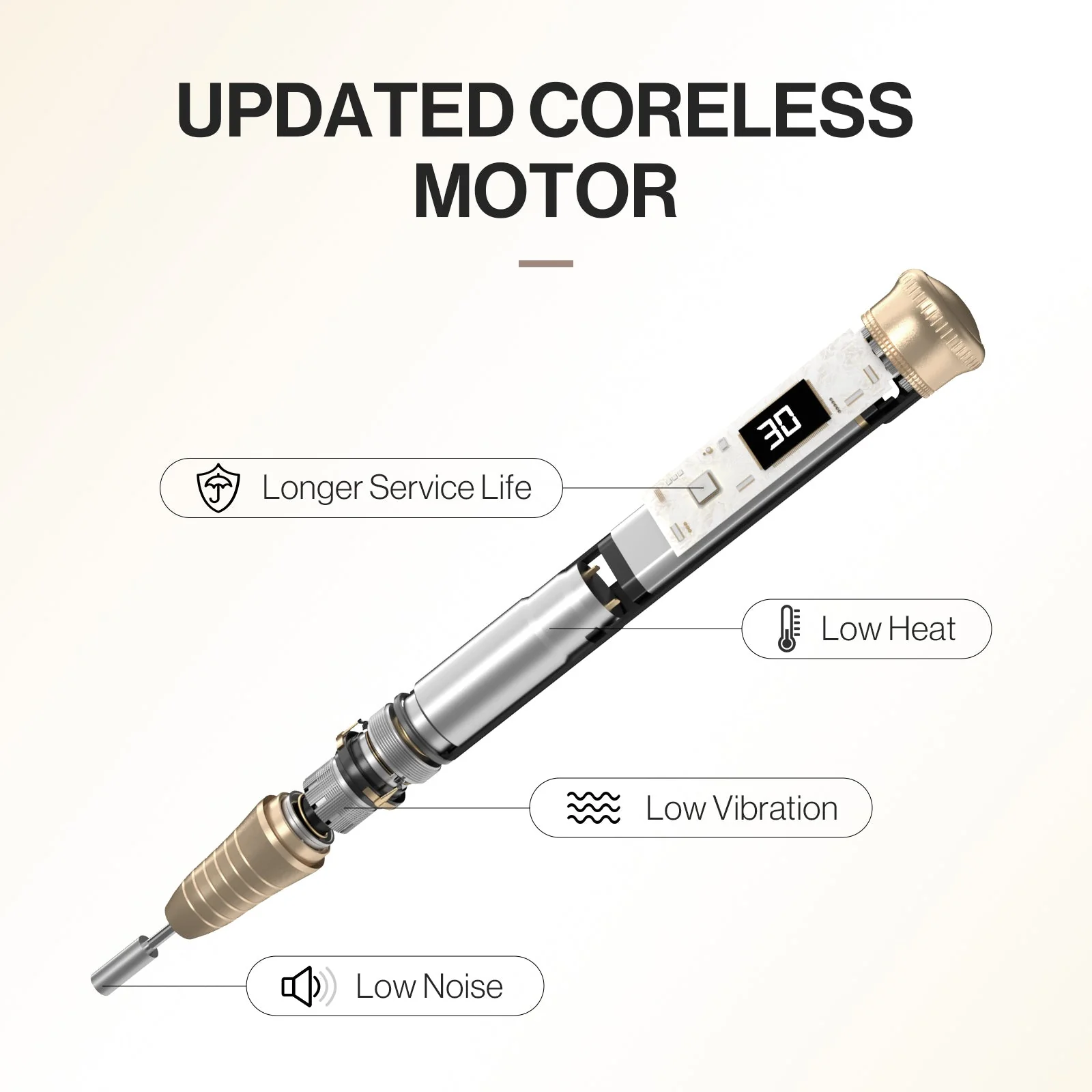 SP1(SM220E) Pen-Shaped Rechargeable Nail Drill 30,000RPM - Image 3