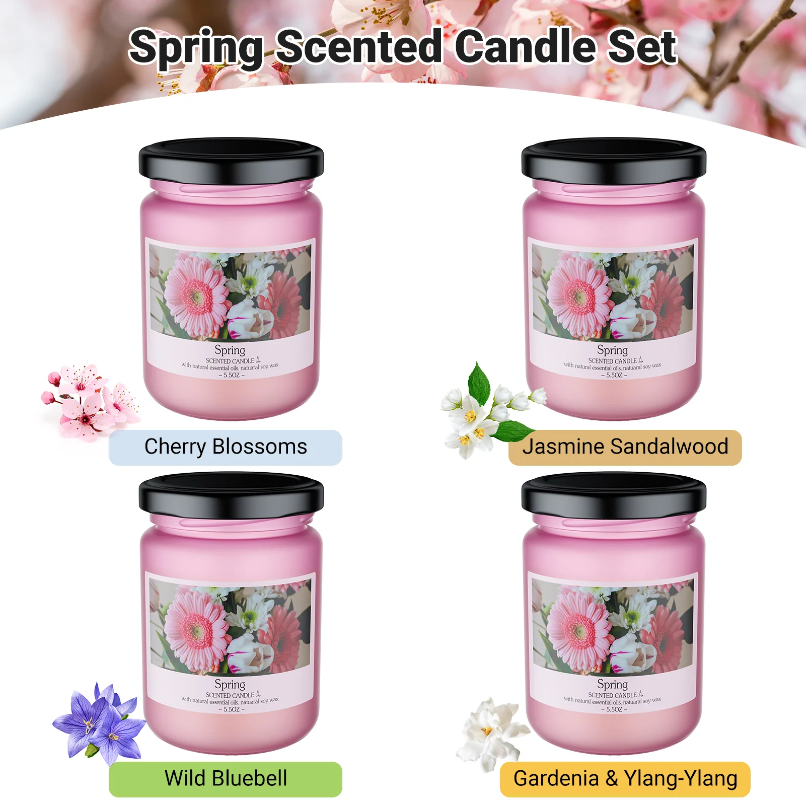 Spring Scented Candle Gift Set (4 Jars) - Image 2