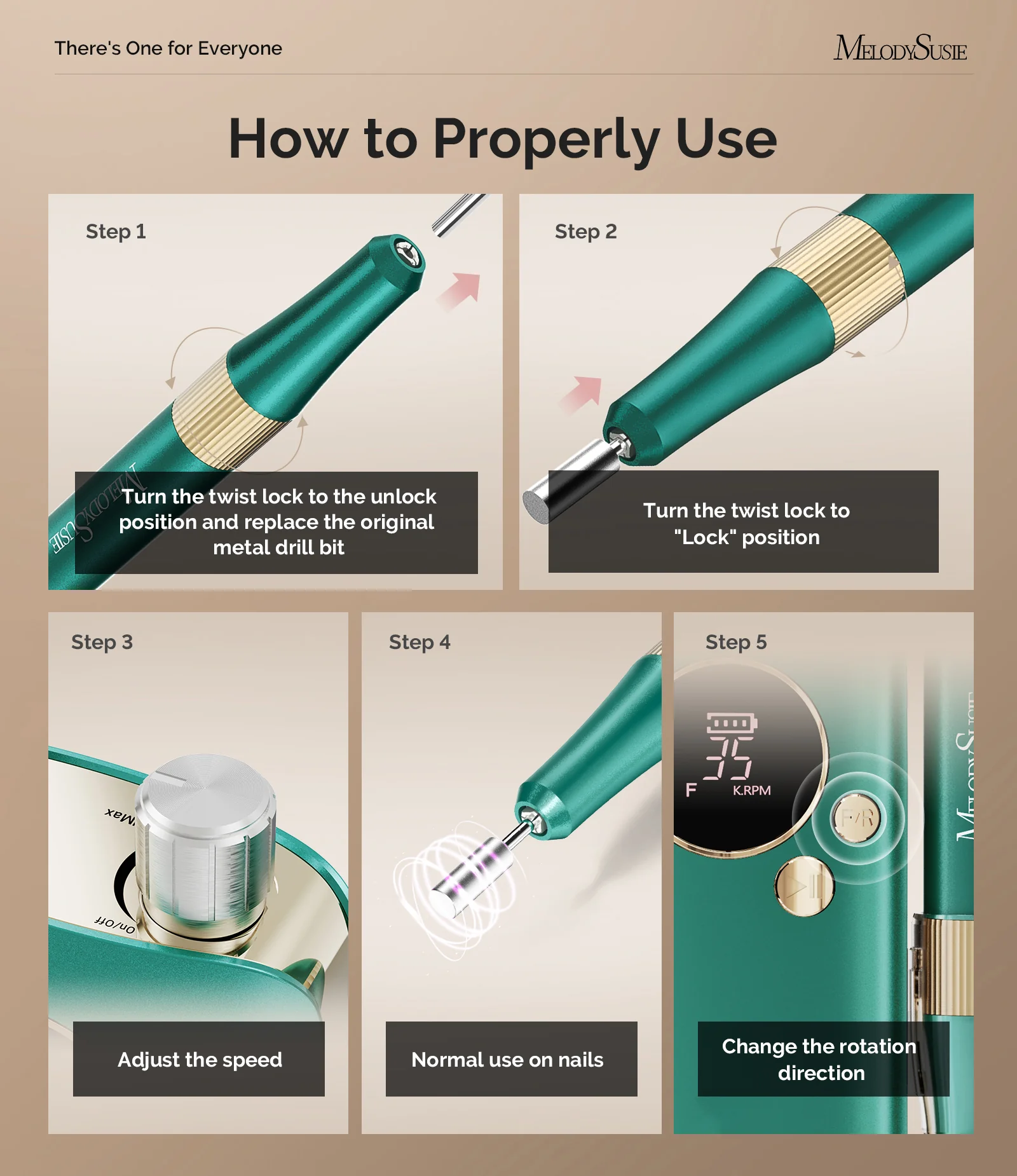 SM200F Clip-On Advanced Rechargeable Nail Drill 35,000RPM - Green - Image 5