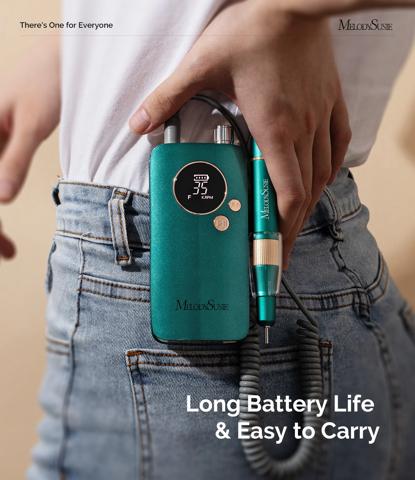 SM200F Clip-On Advanced Rechargeable Nail Drill 35,000RPM - Green - Image 2