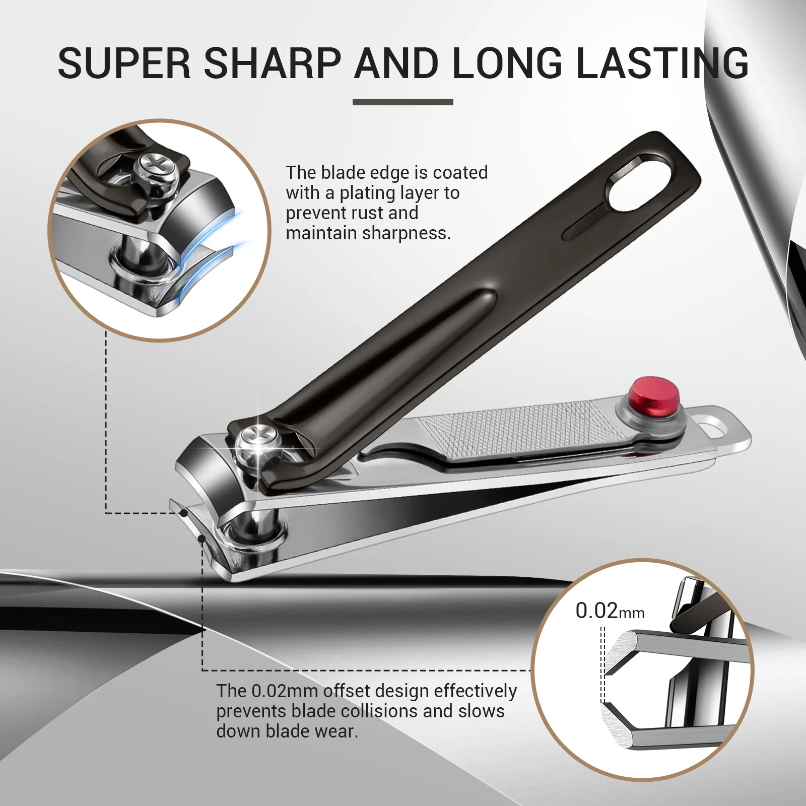 Stainless Steel Nail Clippers 3 in 1 Kit - Black - Image 3