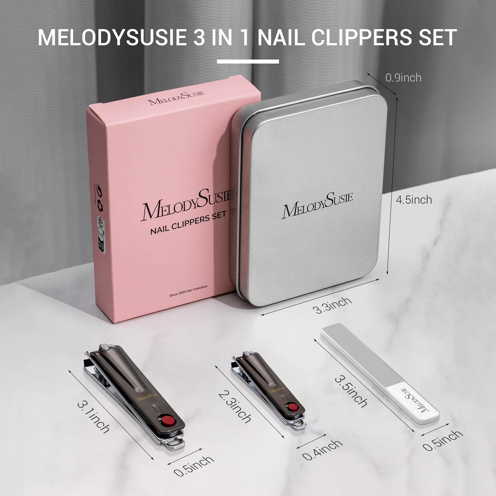 Stainless Steel Nail Clippers 3 in 1 Kit - Black - Image 9