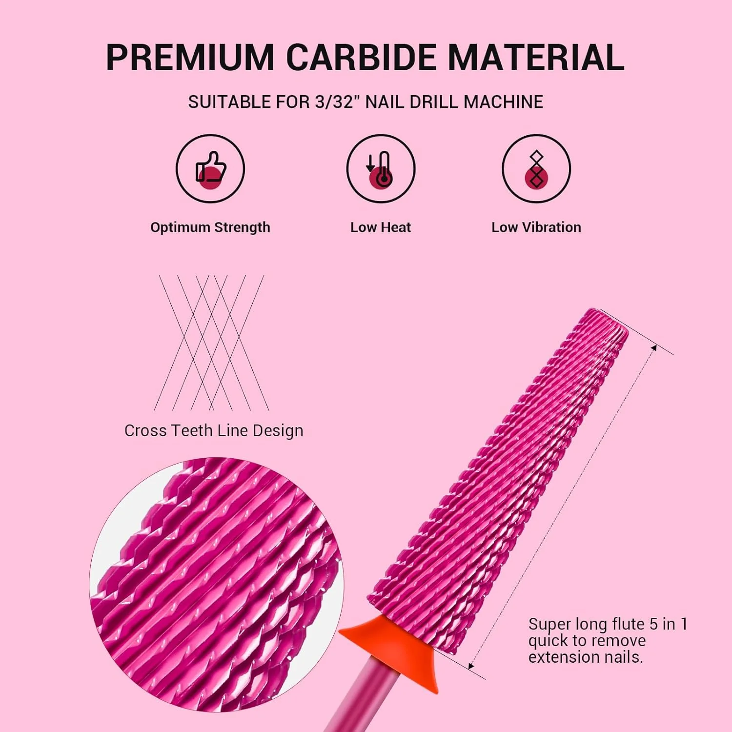 Super Long 5 in 1 Tungsten Carbide Nail Drill Bit - Image 5