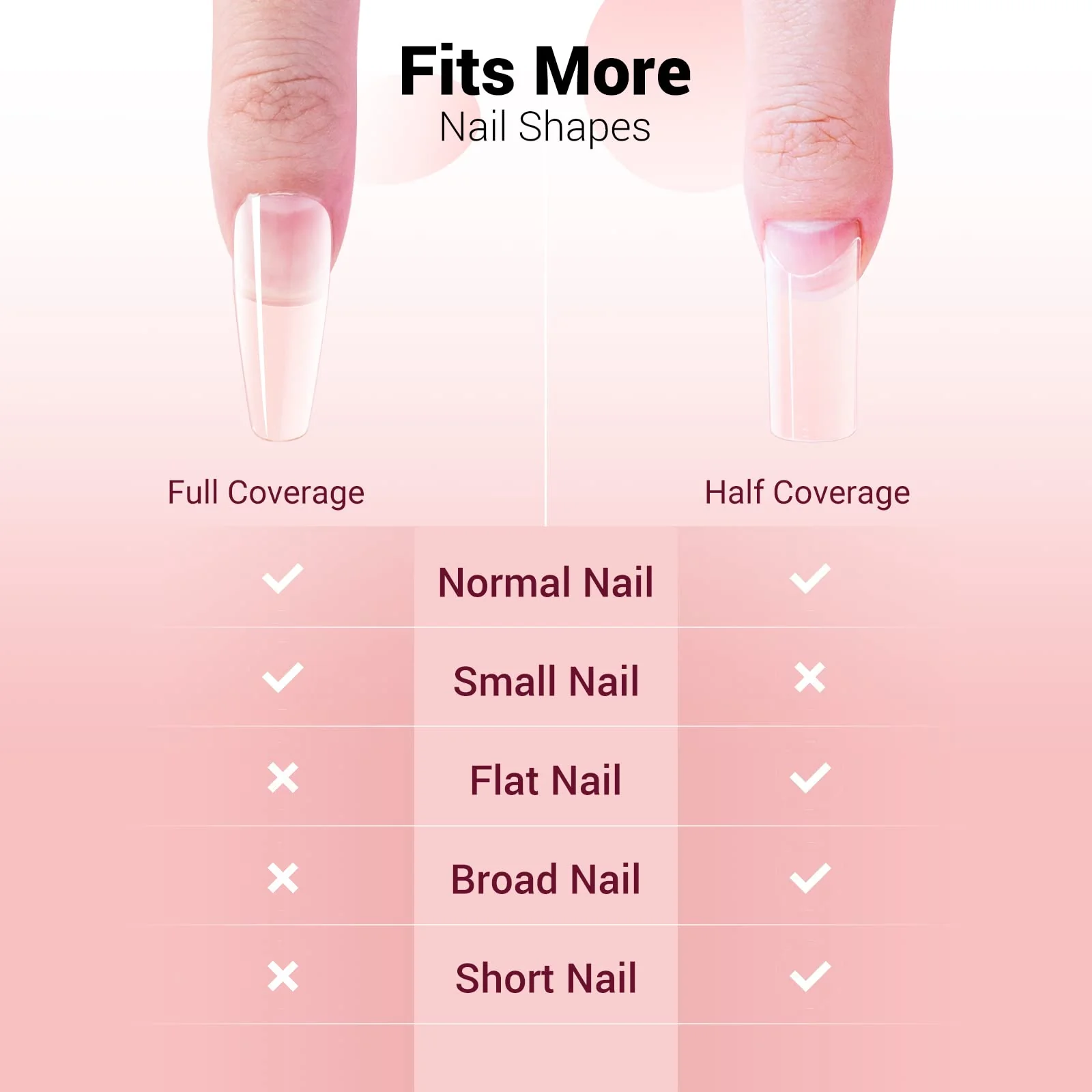 XXL Long Coffin Nail Tips – Clear Half Cover - Image 4