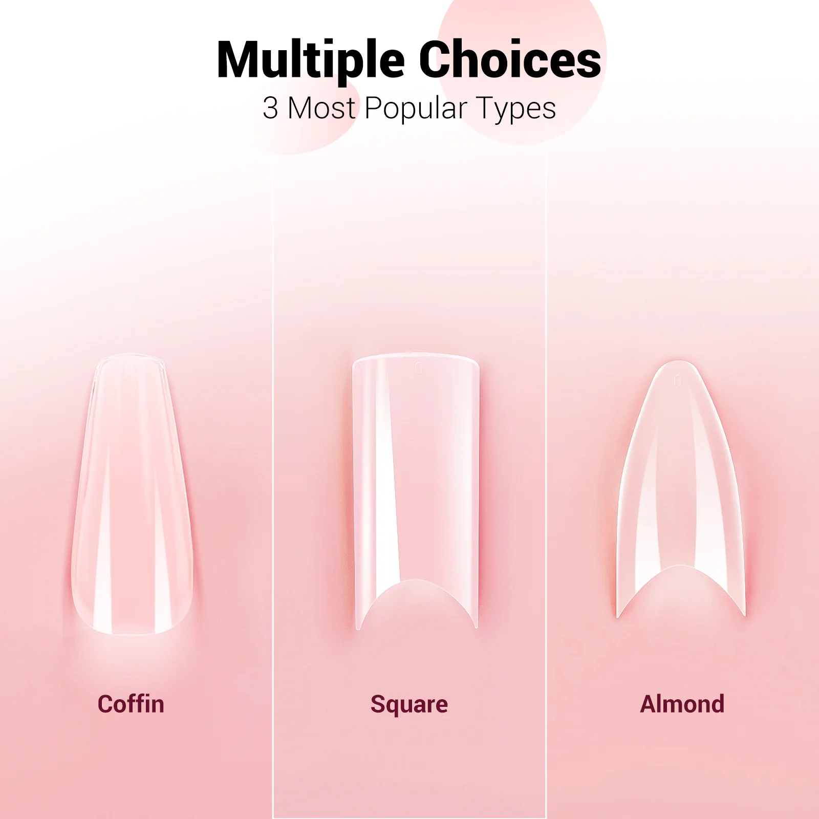 XXL Long Coffin Nail Tips – Clear Half Cover - Image 5