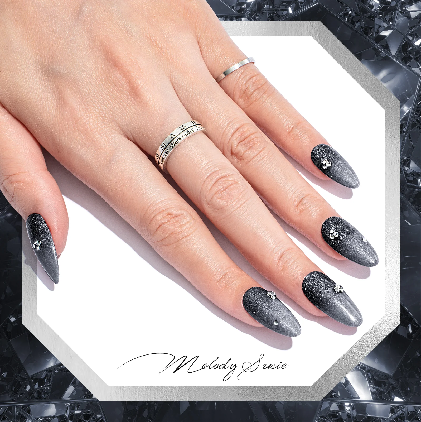 Z200 Black Gray Glitter - TPO-Free Thick Gel Nail Polish(15ml) - Image 2