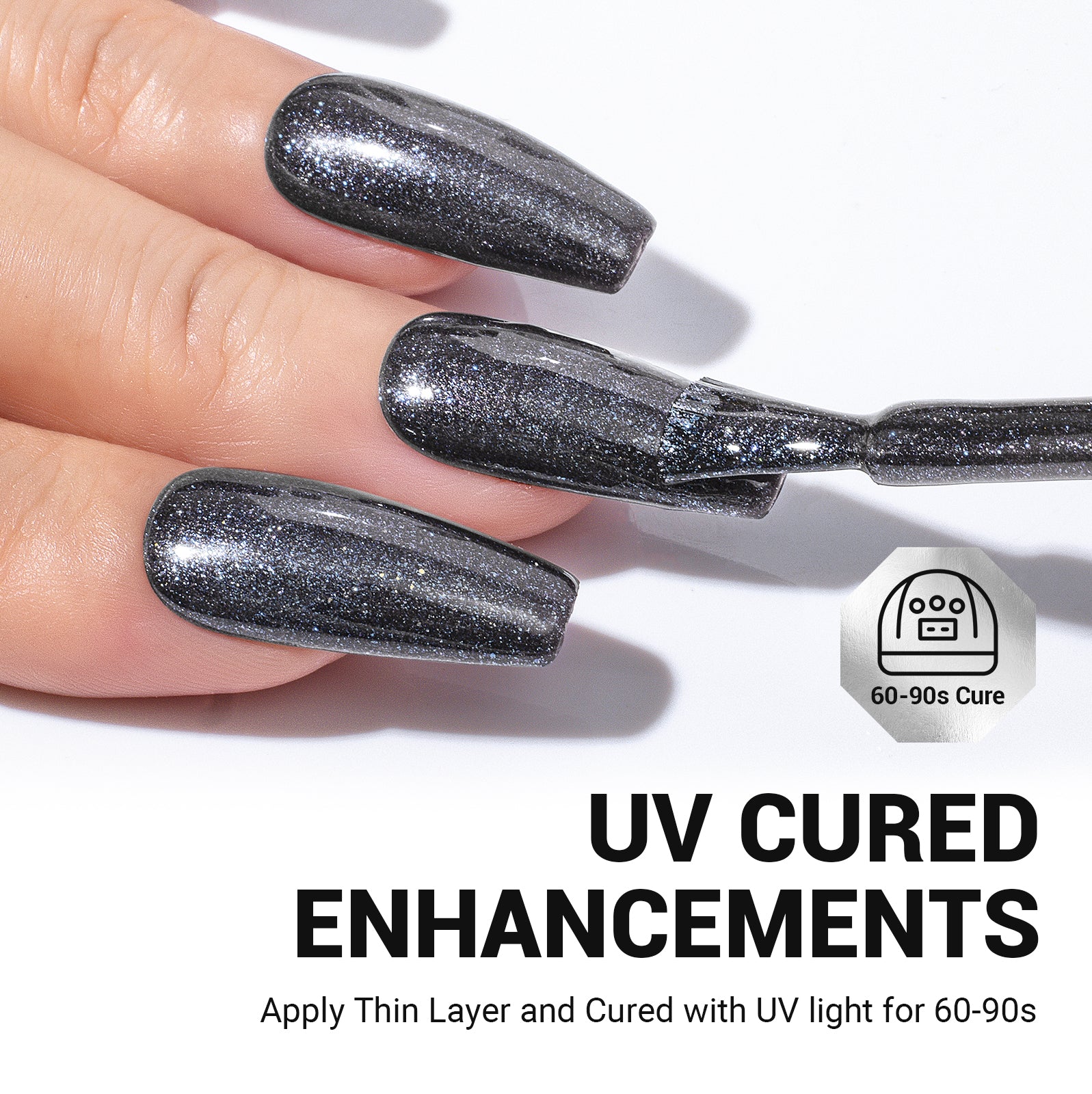 Z200 Black Gray Glitter - TPO-Free Thick Gel Nail Polish(15ml) - Image 5